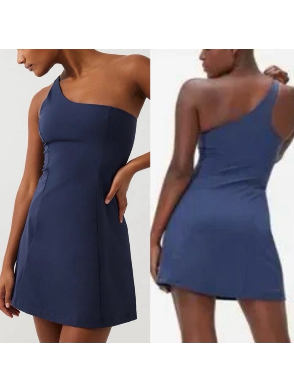 Outdoor Voices One Shoulder Tennis Mini Athletic Dress Dark Sky Navy Blue